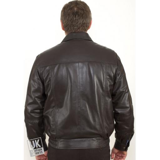 Men's Brown Leather Jacket - Plus Size - Oregon - Rear