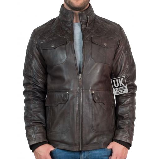 Mens Vintage Racing Leather Jacket - Westland - Brown