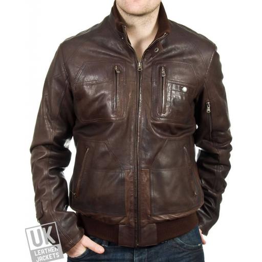 Men's Leather Bomber Jacket in Brown - Daytona - Cover