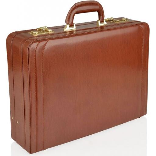 Expandable Tan Leather Briefcase - Van Buren