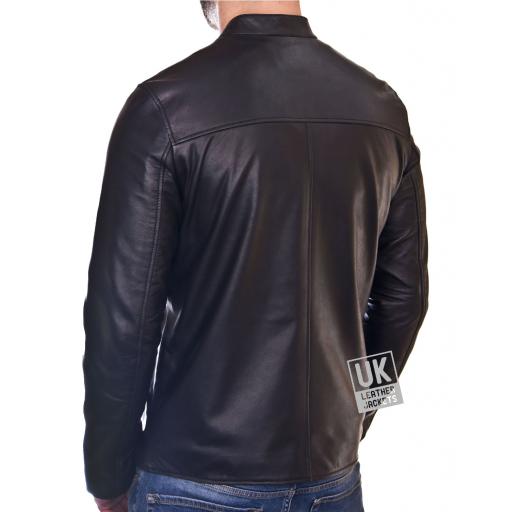 Mens Leather Jacket - Monaco - Black or Brown - Back