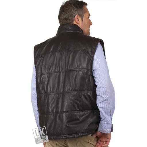 Men's Quilted Leather Gilet - Austin - Rear