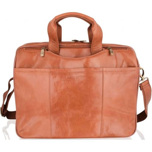 Tan Leather Satchel - Asquith by Pierre Cardin - Front