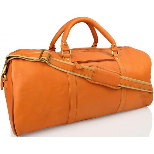Large 24" Tan Leather Travel Holdall Bag - Boone
