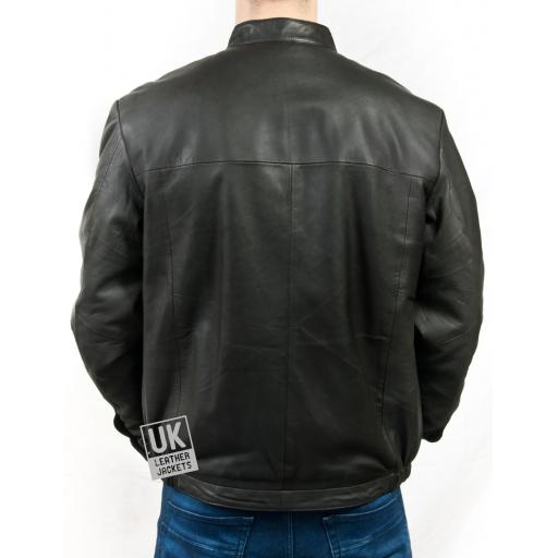 Men's Black Leather Jacket - Reb - Back