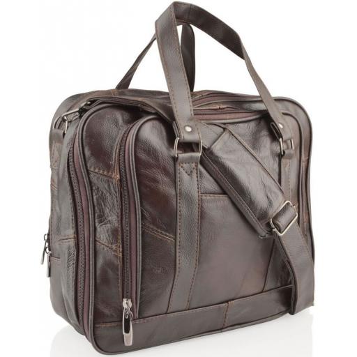Brown Leather Travel Bag - Agnelli - Side View