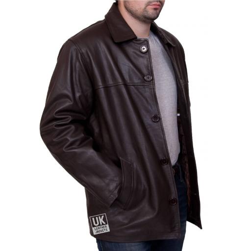 Men's Brown Leather Jacket in Soft Nappa - Porter - Front