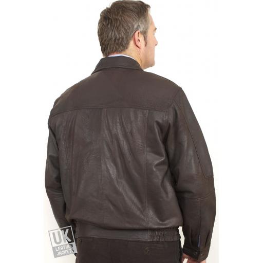 Men's Brown Nubuck Leather Jacket - Oregon - Rear