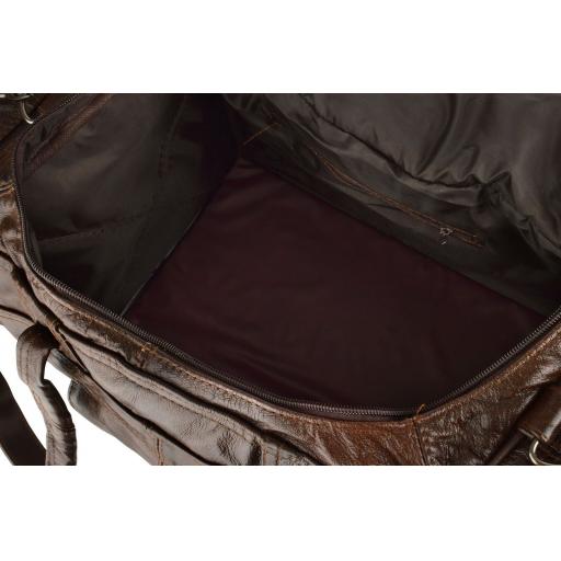 Brown Leather Duffel Bag - Vegas - Interior