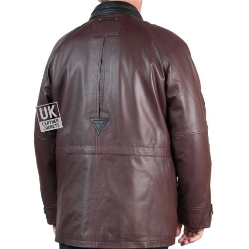 Men's Oxblood Leather Parka Coat - Huxley - Back