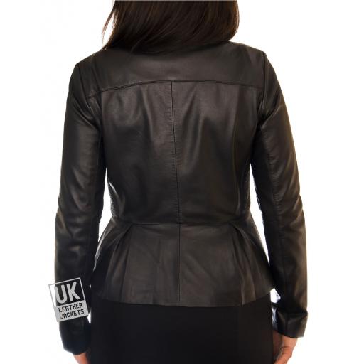 Women's Black Leather Jacket - Venice - Back