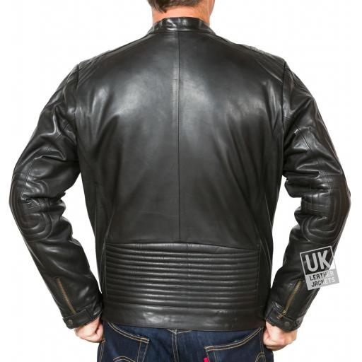 Men's Black Leather Jacket - Helium - Superior Cow Hide - Back