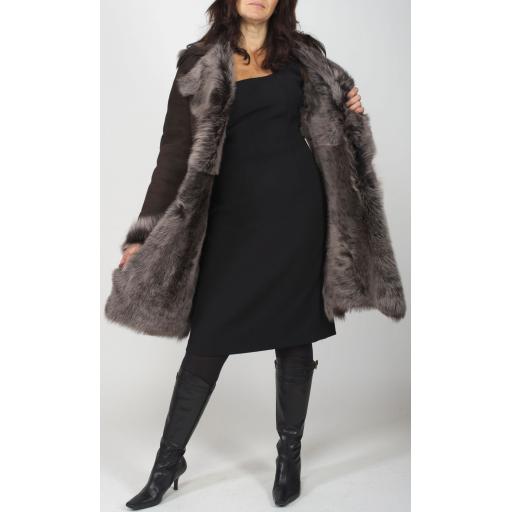 Women's Brown Snow Tipped Toscana Coat - Solis - Lining