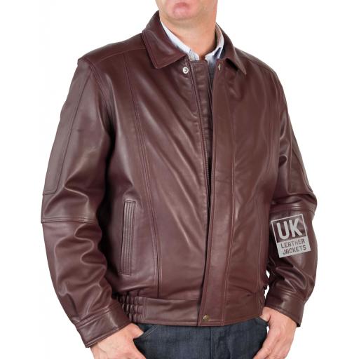 Men's Oxblood Leather Jacket - Hudson - Front