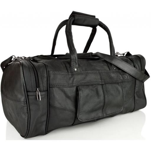 Black Leather Duffel Bag - Vegas