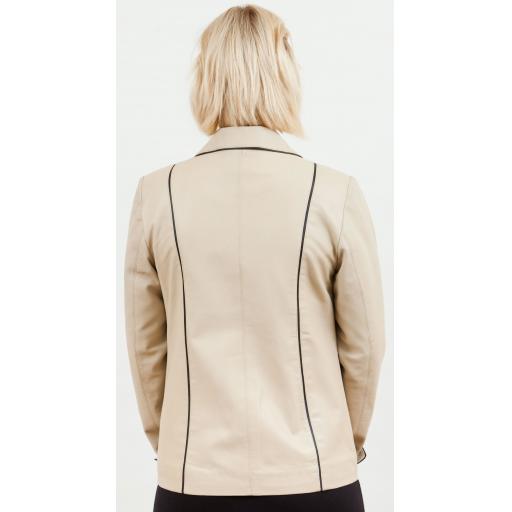 Women's Ivory  Leather Jacket - Cameo - Plus Size - Back
