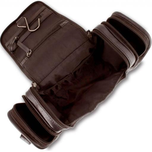 Brown Leather Wash Bag - Zambezi