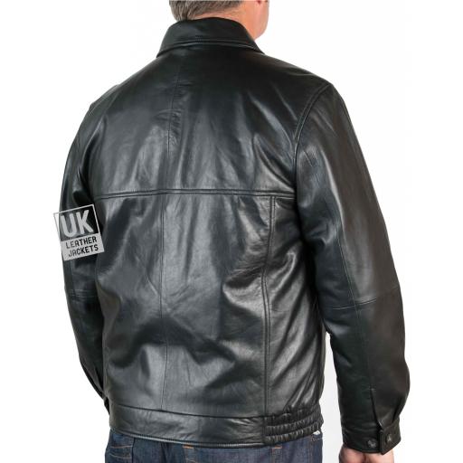 Mens Black Leather Jacket - Radford - Comfort Fit - Back