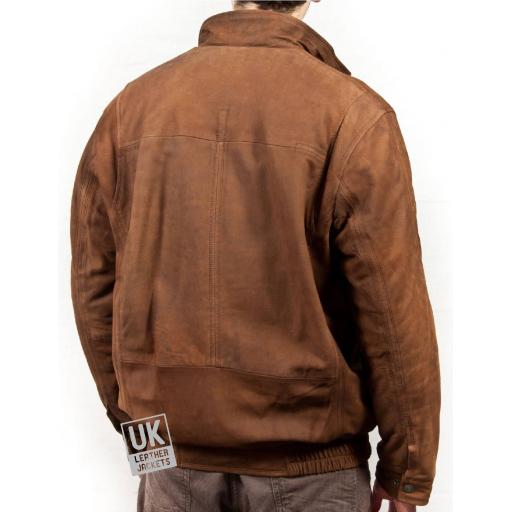 Men's Tan Buff Leather Jacket - Strathmore - Back