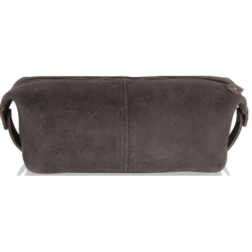 Antique Brown Leather Wash Bag - Congo - Front