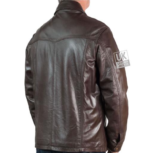Mens Brown Leather Jacket - Earl - Back