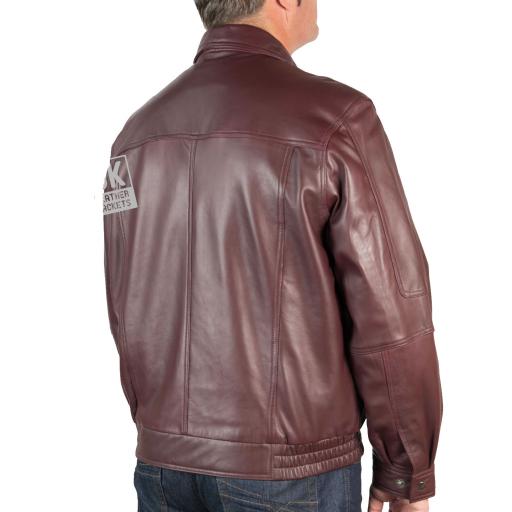 Men's Oxblood Leather Jacket - Hudson - Back