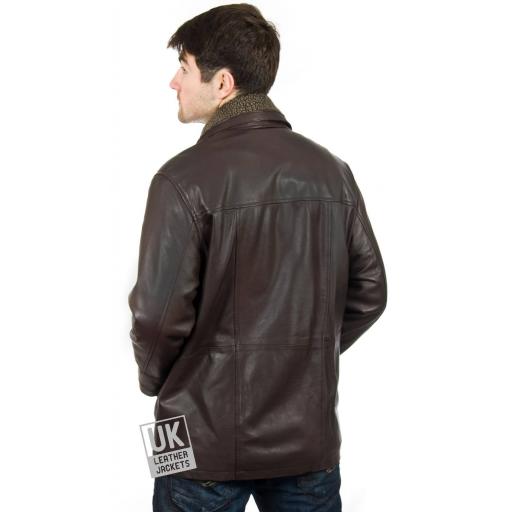 Men's Leather Coat in Brown - Elswick - Back