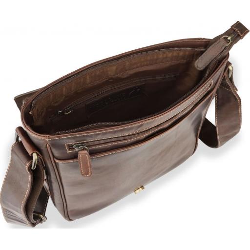 Vintage Brown Leather Messenger Bag - Kirkwood - Interior