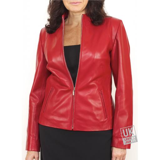 Women's Red Leather Jacket - Gloria - sizes 8, 10, 16, 18