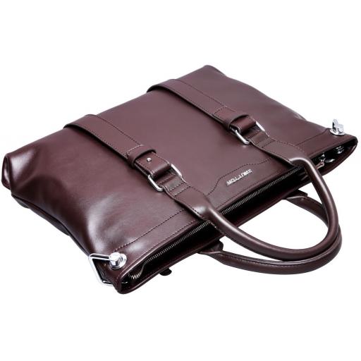 Brown Leather Satchel - Attlee - Front Flat