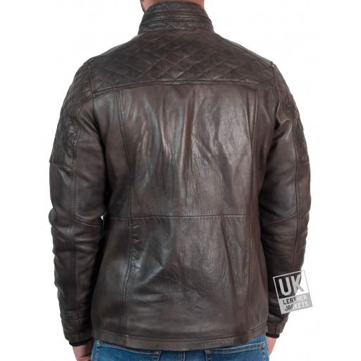 Mens Vintage Racing Leather Jacket - Westland - Brown