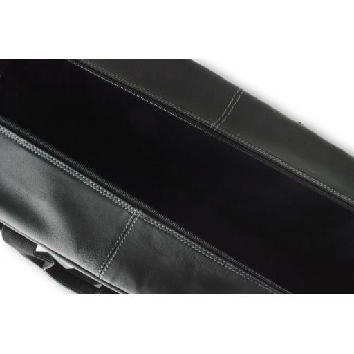 Black Leather Travel Holdall Bag - Soto - Top Open