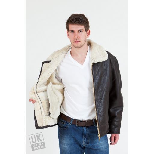 Men's Shearling Sheepskin Flying Jacket - Atlas - Cream Wool - Lining