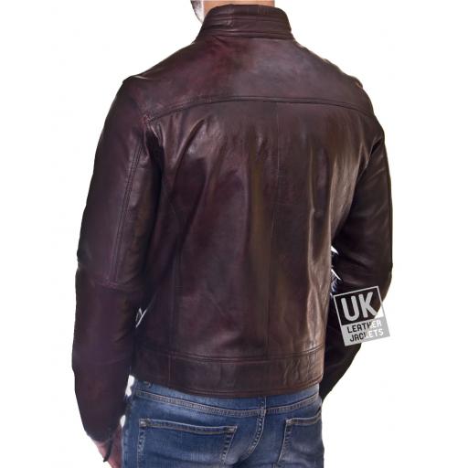 Mens Vintage  Burgundy Leather Jacket - Nirvana - Back