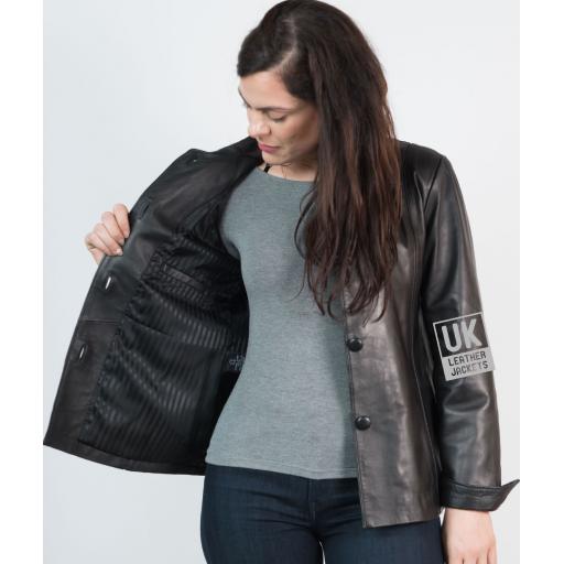 Ladies Black Leather Jacket - Lining