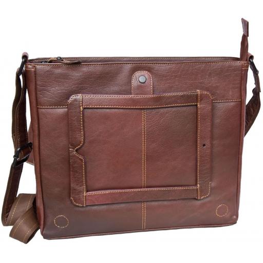 Brown Leather Messenger Bag - Trudea - Pocket Under Front Flap