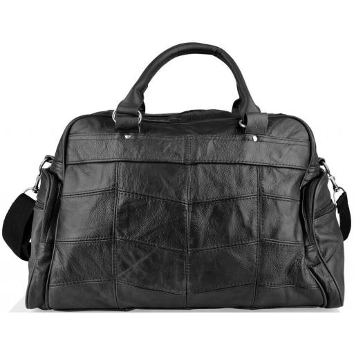 Black Leather Travel Holdall Bag - Broadway - Front