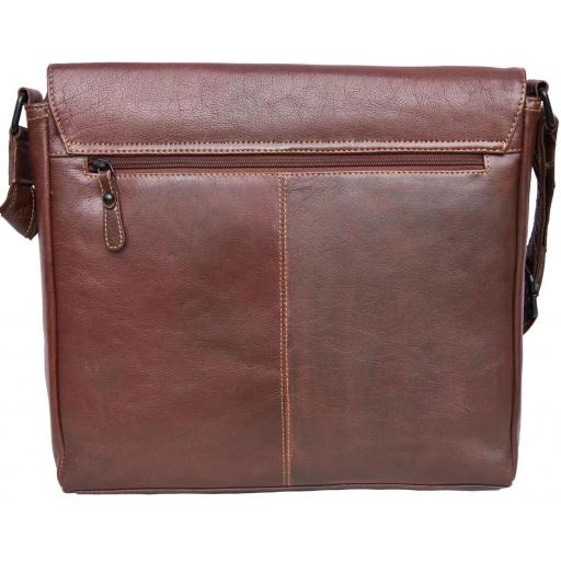 Brown Leather Messenger Bag - Trudea - Back