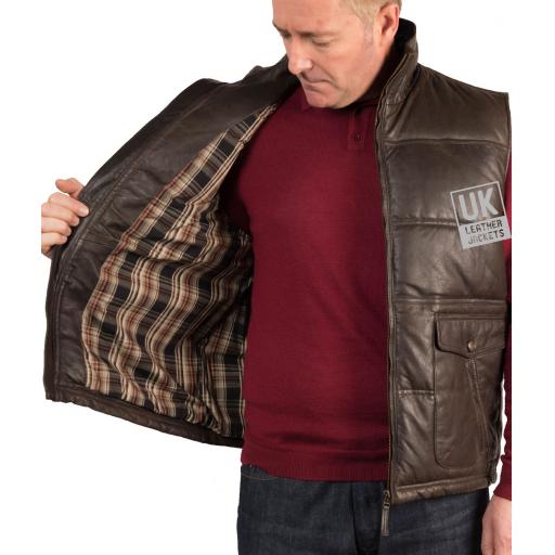 Men's Quilted Leather Gilet - Orson - Lining