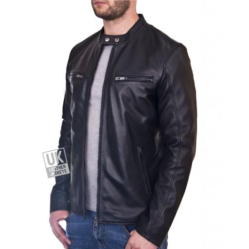 Mens Leather Jacket - Monaco - Black or Brown -  Front