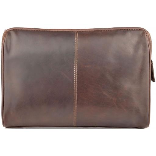 Vintage Brown Leather Wash Bag - Biscay - Back