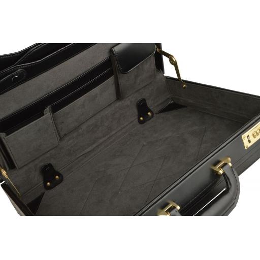 Expandable Black Leather Briefcase - Van Buren - Interior