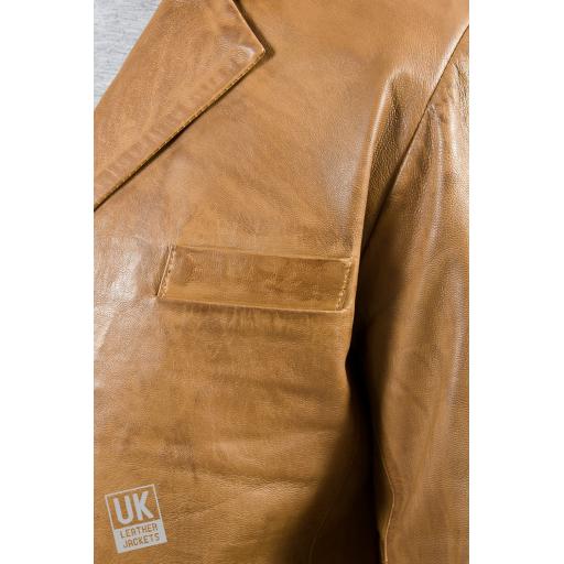 Men's Black Leather Blazer - Grosvenor - Detail