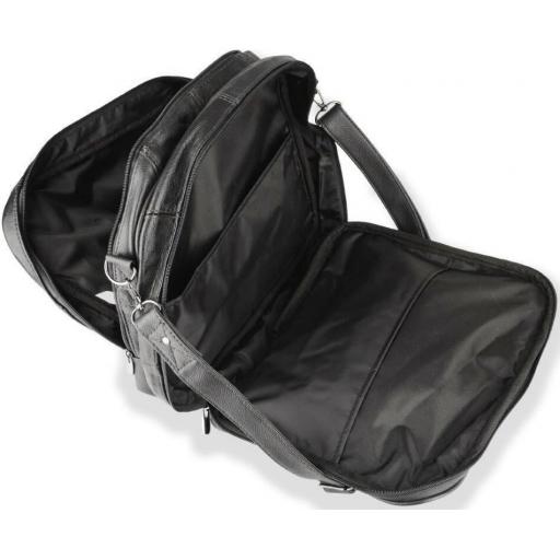 Black Leather Travel Bag - Agnelli - Interior
