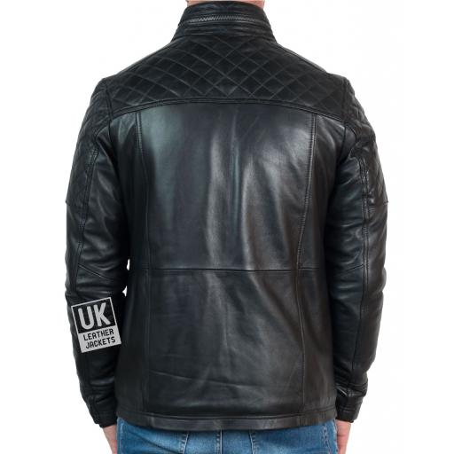 Mens Vintage Racing Leather Jacket - Westland - Black - Back
