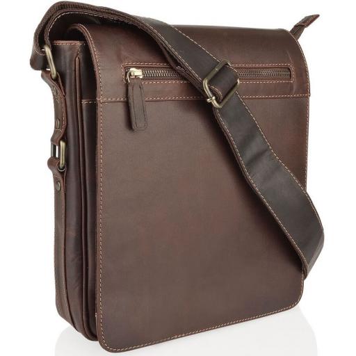 Vintage Brown Leather Messenger Bag - Kirkwood - Back 1