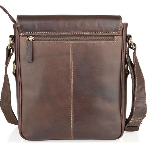 Vintage Brown Leather Messenger Bag - Kirkwood - Back 2