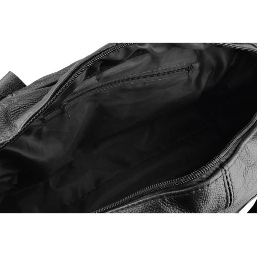 Black Leather Travel Holdall Bag - Broadway - Top Open