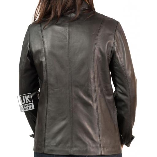 Ladies Brown Leather Jacket - Back