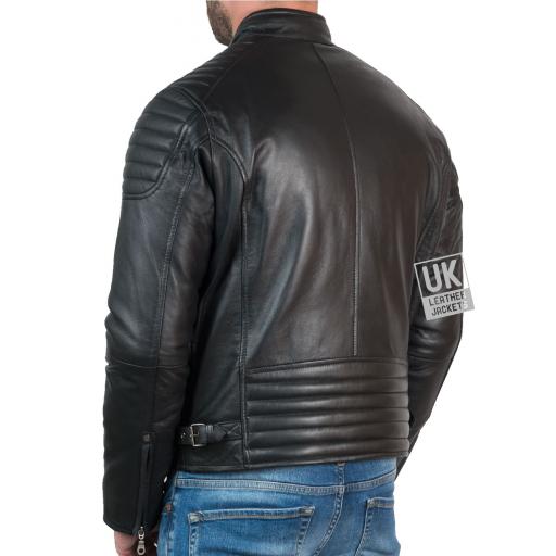 Men’s Black Leather Biker Jacket - Zurich - Back